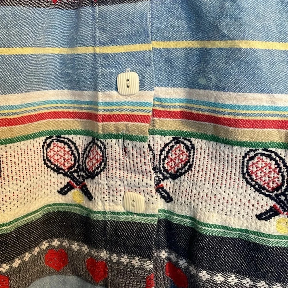 Cabin Creek women’s vintage tennis racket button down shirt size medium - Picture 3 of 9